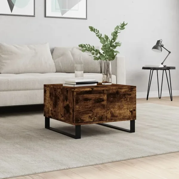 Table basse chêne fumé 55x55x36,5 cm bois d'ingénierie