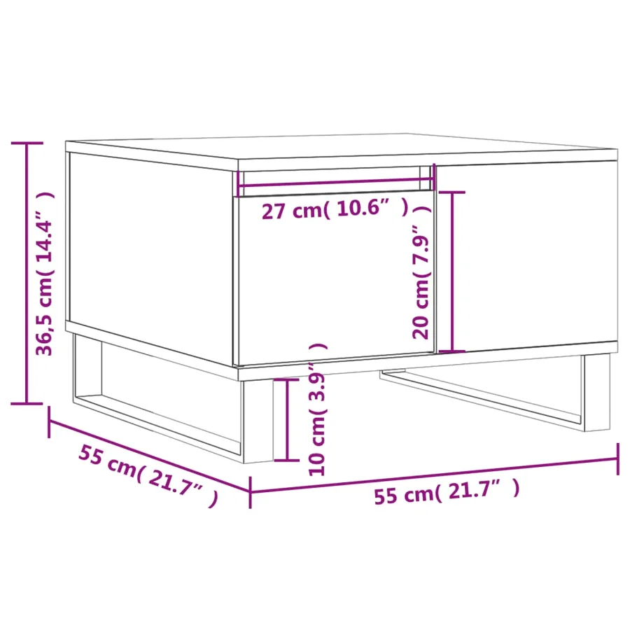 Table basse chêne fumé 55x55x36,5 cm bois d'ingénierie - 11
