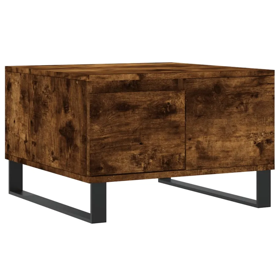 Table basse chêne fumé 55x55x36,5 cm bois d'ingénierie - 2