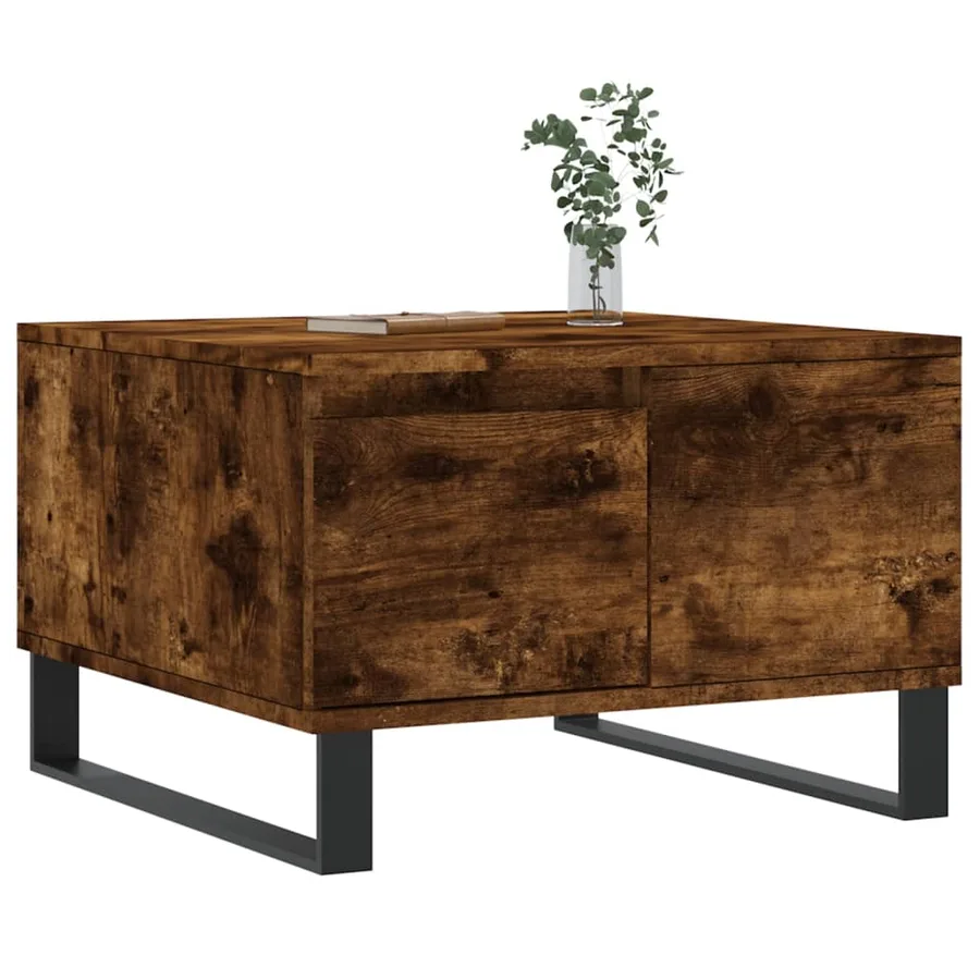 Table basse chêne fumé 55x55x36,5 cm bois d'ingénierie - 3