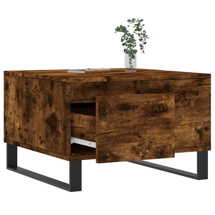 Table basse chêne fumé 55x55x36,5 cm bois d'ingénierie - 4