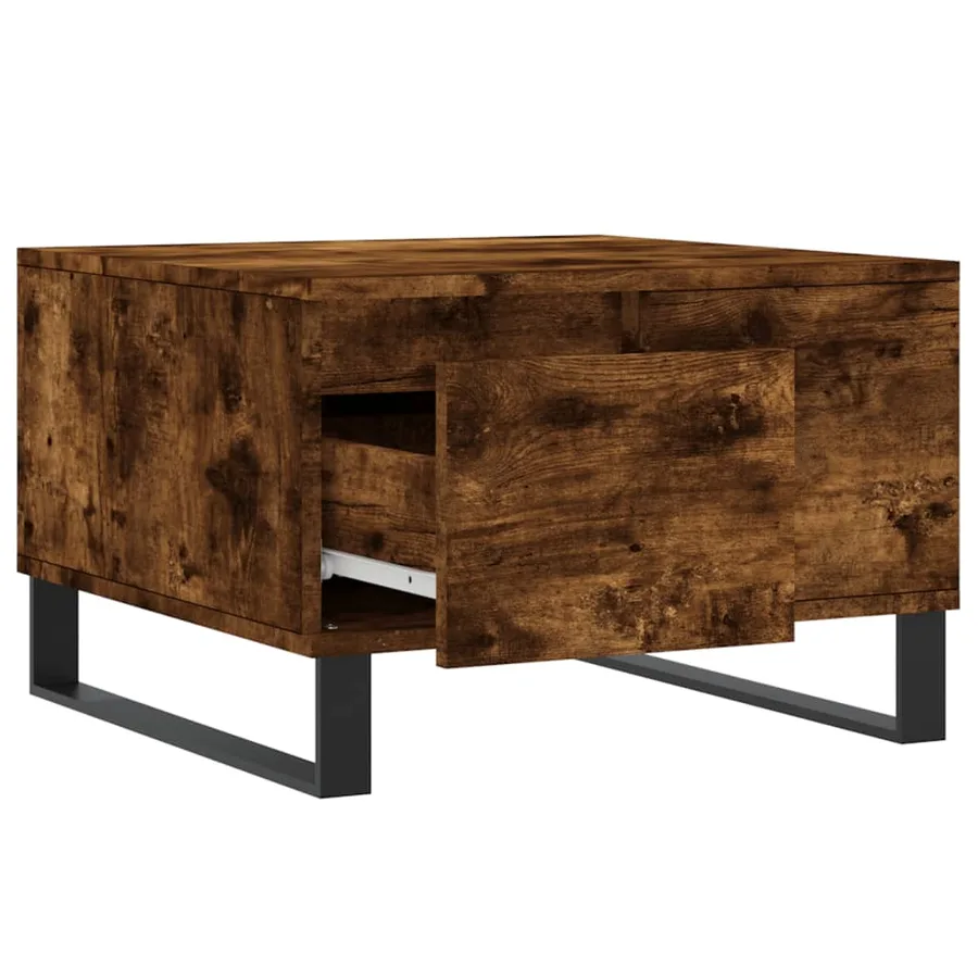 Table basse chêne fumé 55x55x36,5 cm bois d'ingénierie - 6