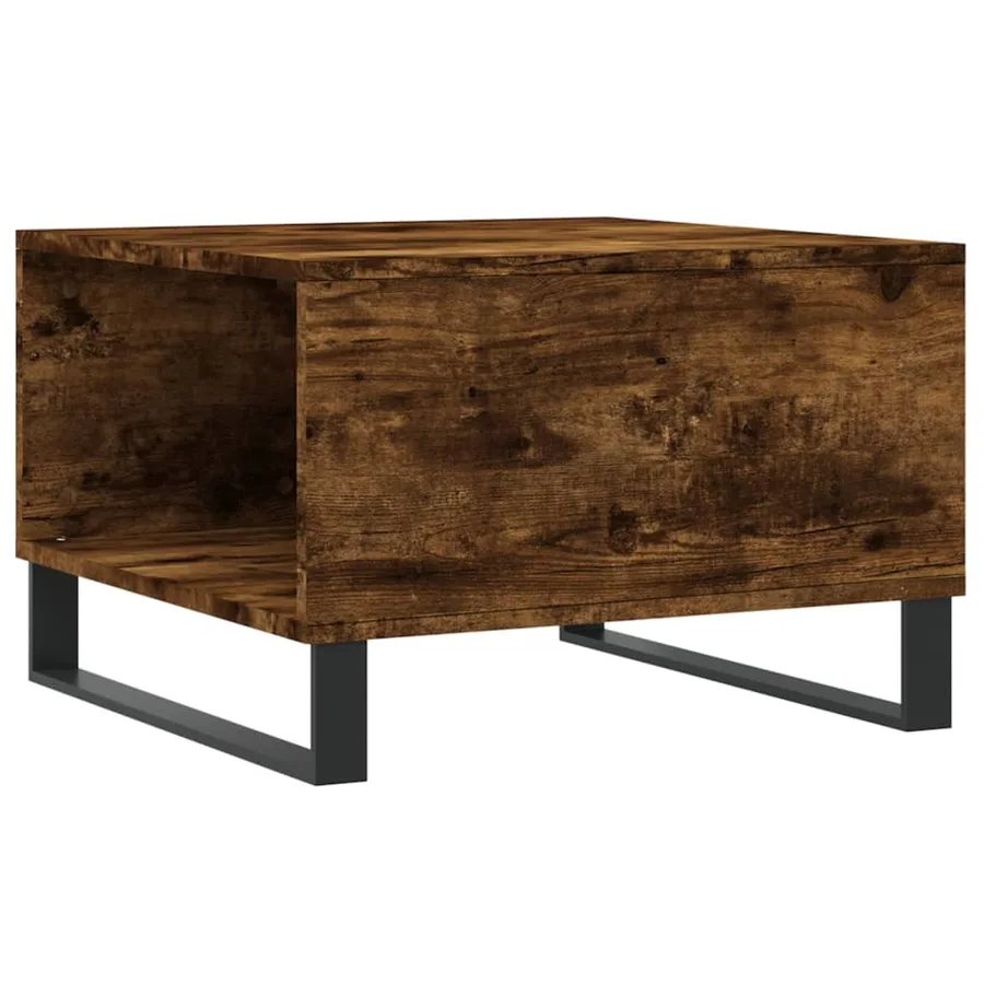 Table basse chêne fumé 55x55x36,5 cm bois d'ingénierie - 8