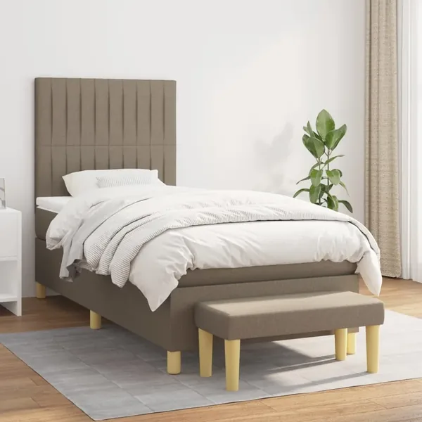 Sommier à lattes de lit avec matelas Taupe 100x200 cm Tissu