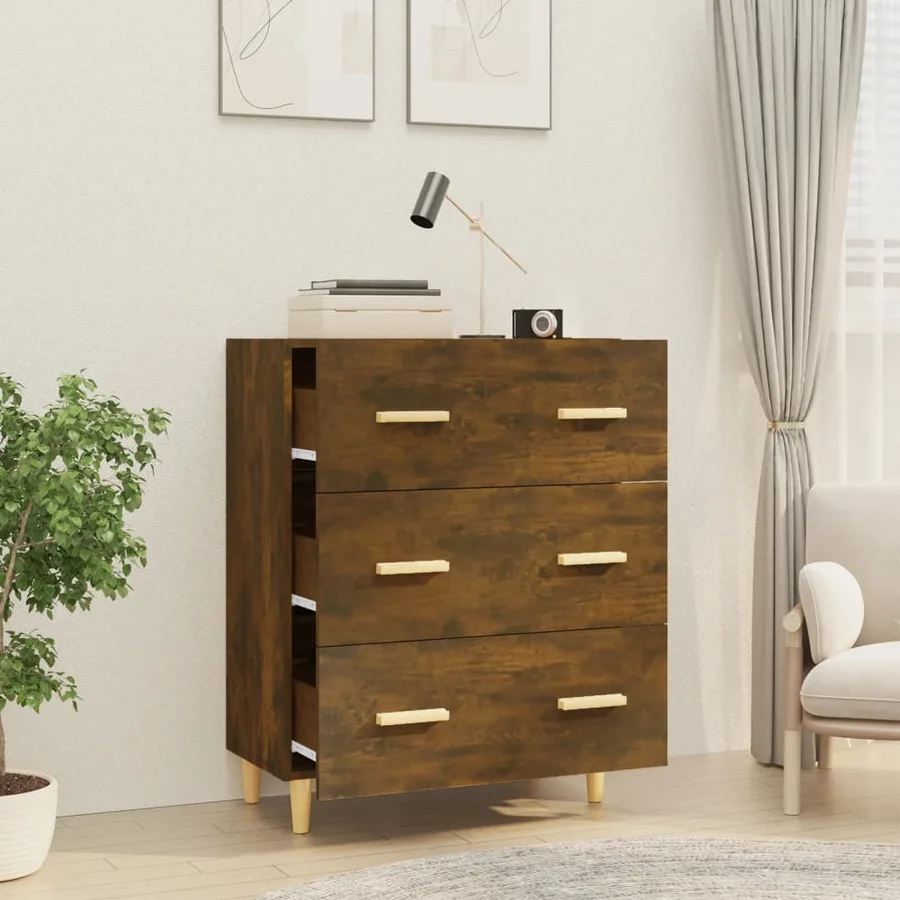 Buffet Chêne fumé 70x34x90 cm Bois d'ingénierie - 6