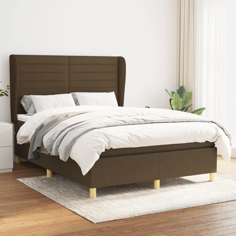 Sommier à lattes de lit avec matelas Marron foncé 140x190 cm