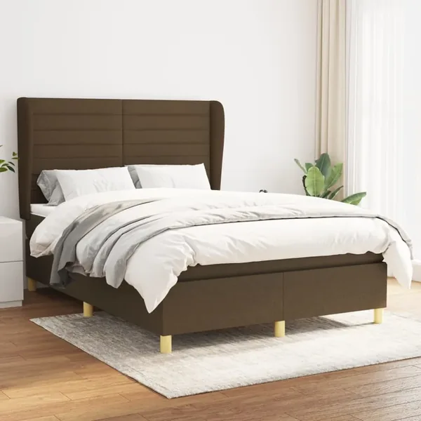 Sommier à lattes de lit avec matelas Marron foncé 140x190 cm