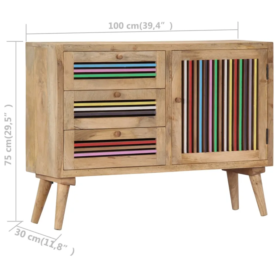 Buffet 100 x 30 x 75 cm Bois de manguier massif - 7