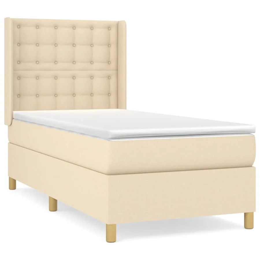 Sommier à lattes de lit avec matelas Crème 100x200 cm Tissu - 2