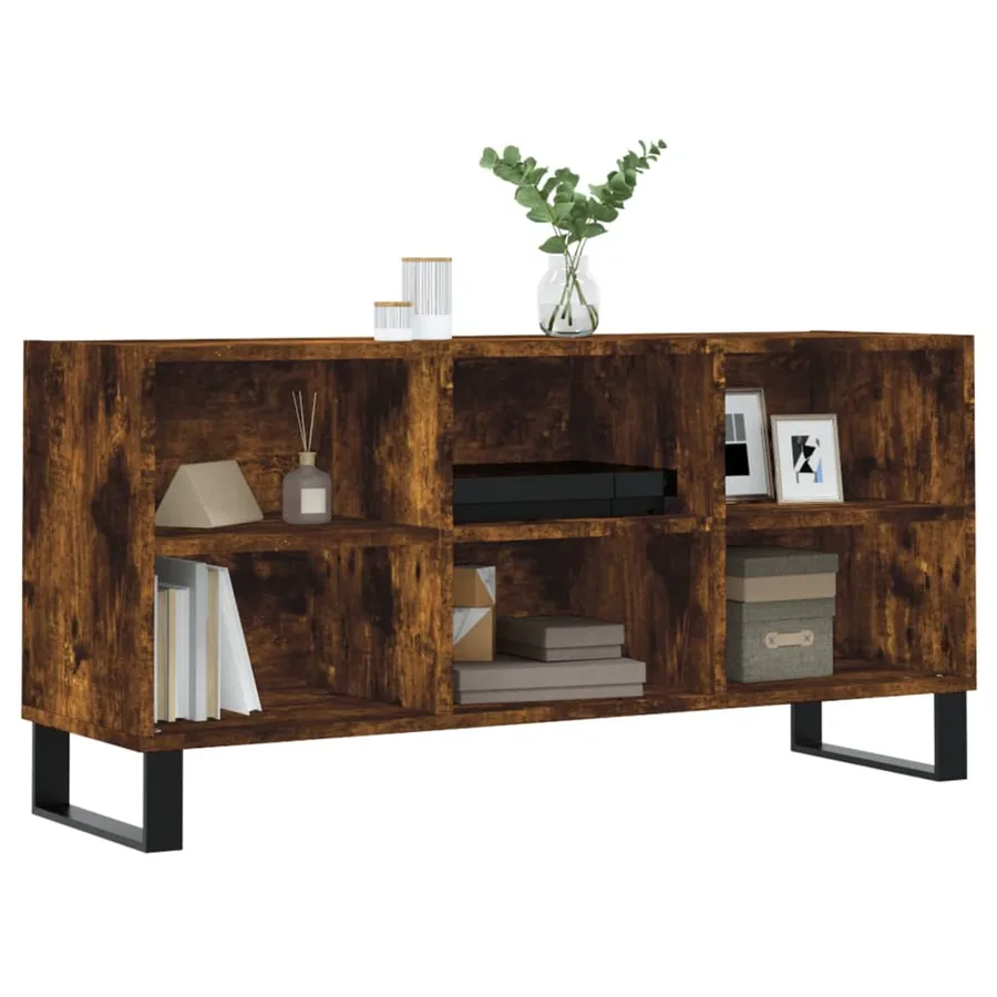 Meuble TV chêne fumé 103,5x30x50 cm bois d'ingénierie - 3