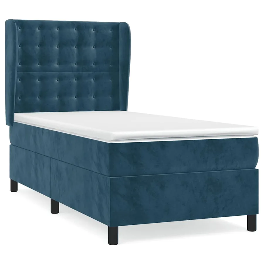Sommier à lattes de lit avec matelas Bleu foncé 100x200 cm - 2