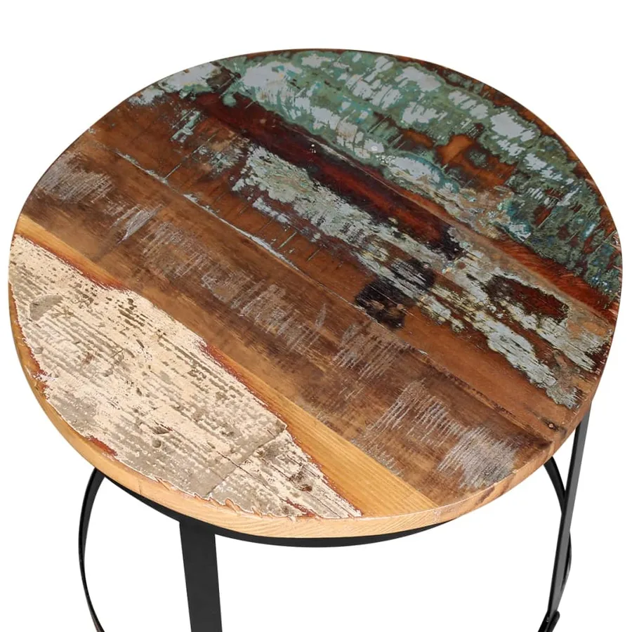 Table basse 2 pcs Bois récupéré massif Rond 40 cm / 50 cm - 6