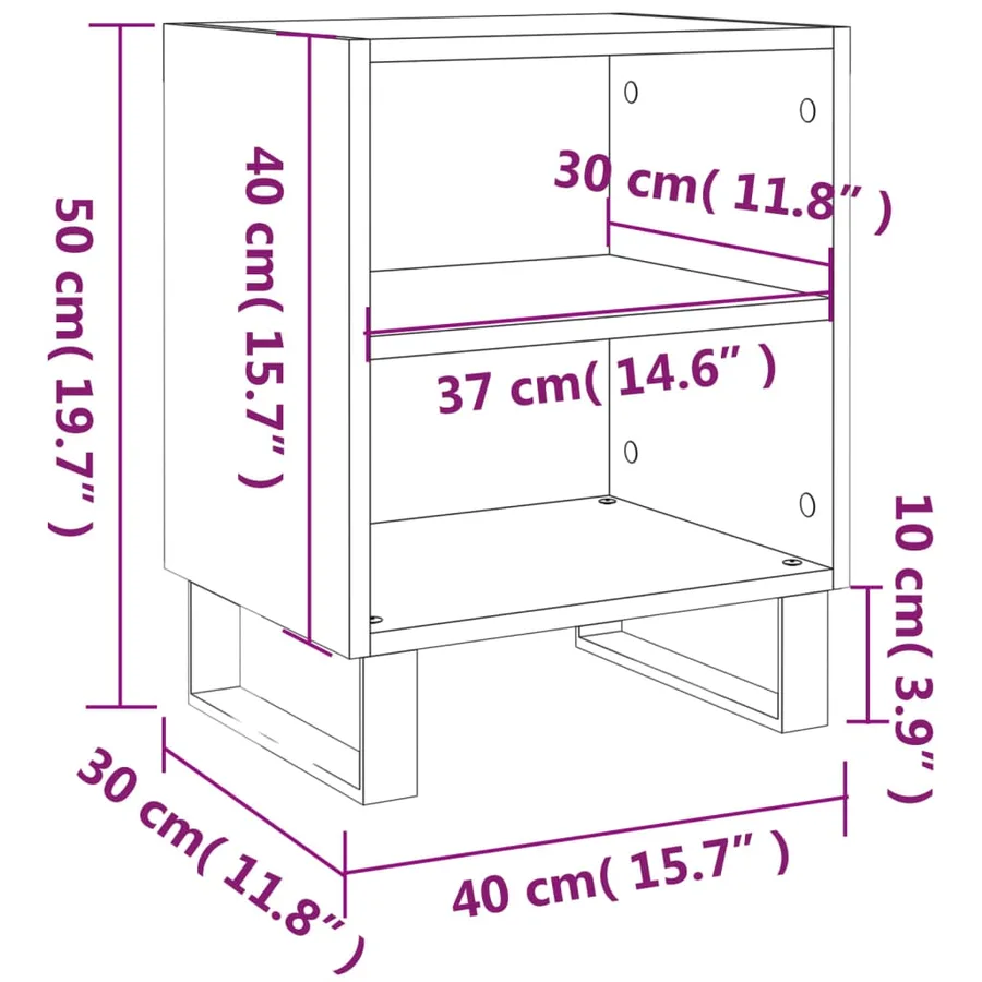 Tables de chevet 2 pcs blanc 40x30x50 cm bois d'ingénierie - 10