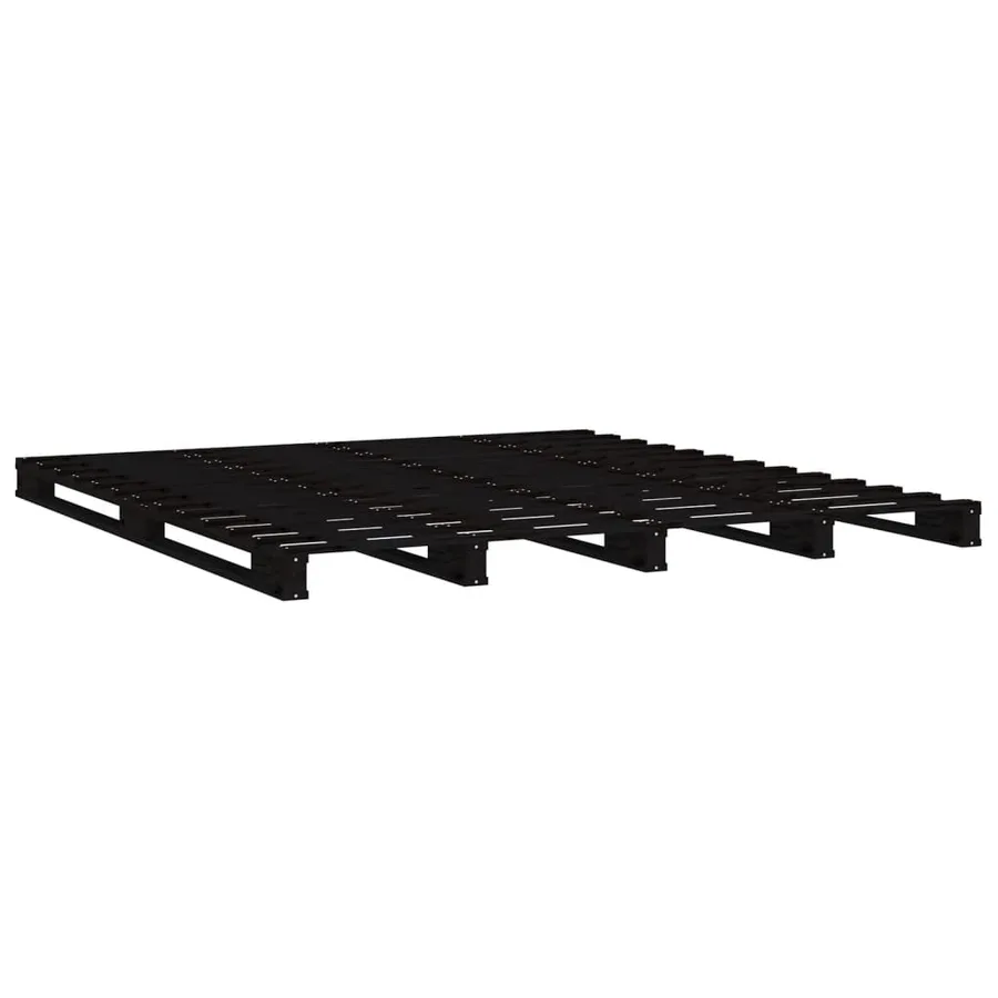 Lit de palette sans matelas noir bois massif - 4