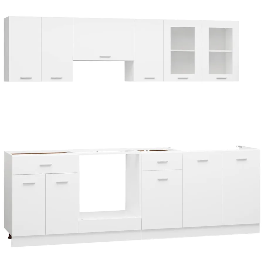 Ensemble de 8 meubles de cuisine "Lyon" en bois d'ingénierie blanc - 2