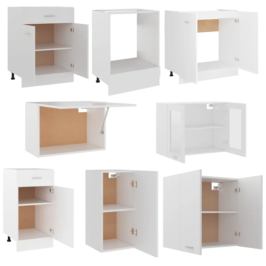 Ensemble de 8 meubles de cuisine "Lyon" en bois d'ingénierie blanc - 5
