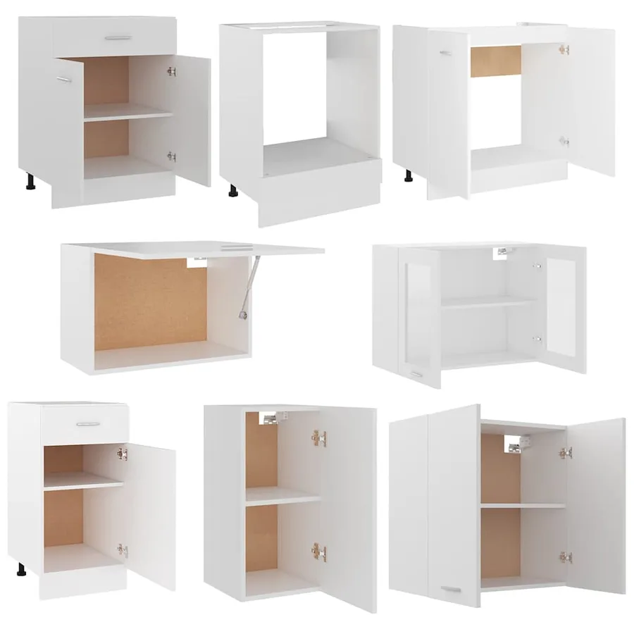 Ensemble de 8 meubles de cuisine "Lyon" en bois d'ingénierie blanc - 9