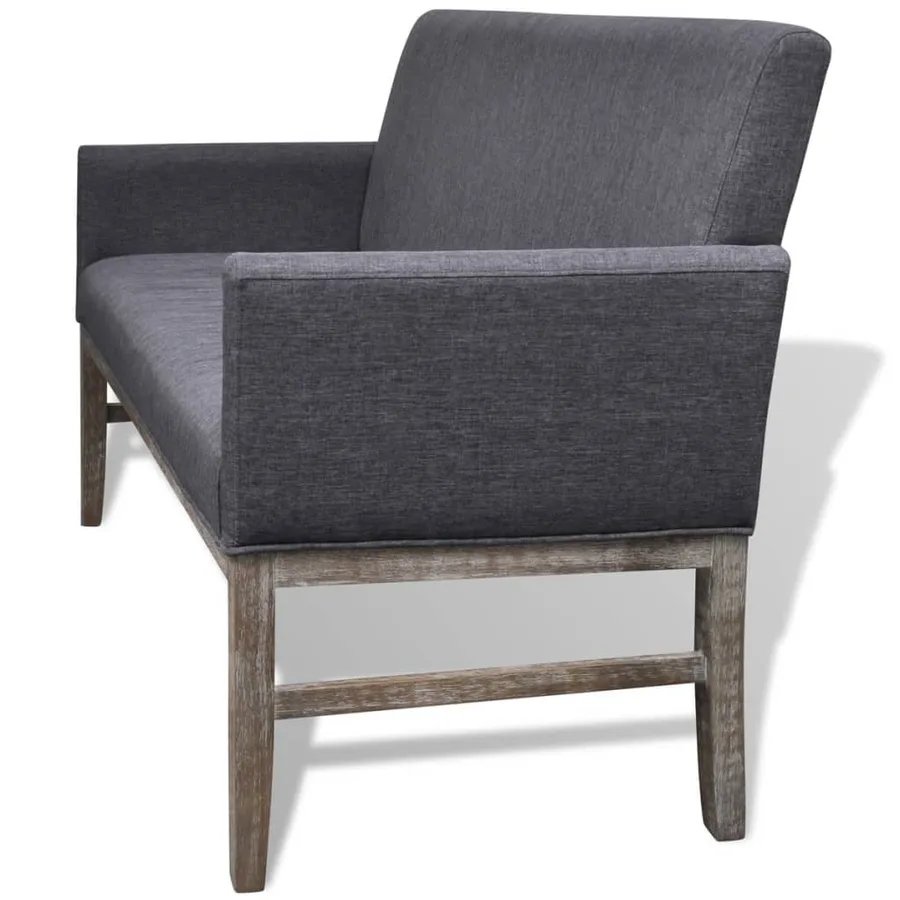 Banc avec coussin rembourré tissu hévéa gris foncé - 5