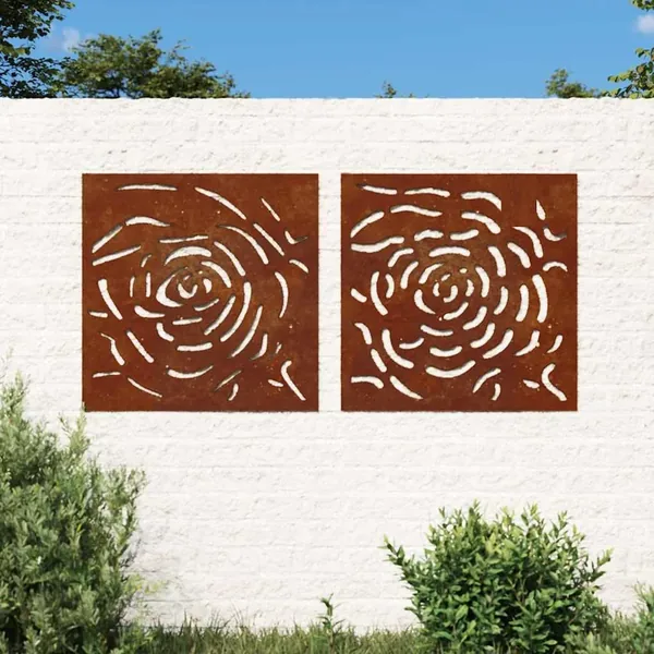Décorations murales jardin 2 pcs 55x55 cm design de rose