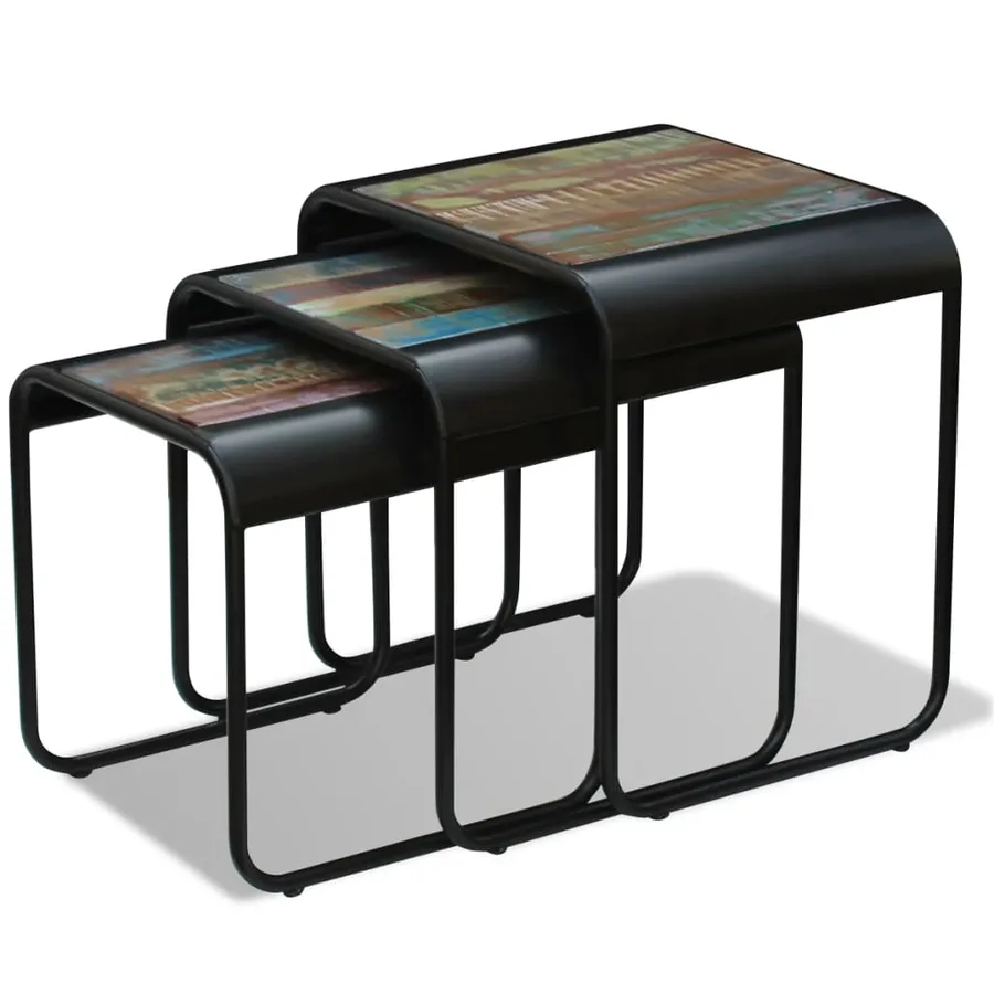 Tables gigognes 3 pcs Bois de récupération massif - 5
