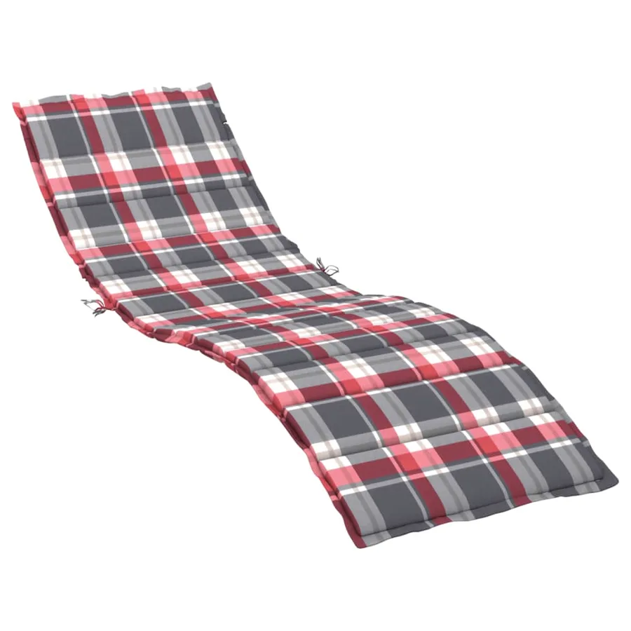 Coussin de chaise longue à carreaux rouge 200x70x3 cm - 2