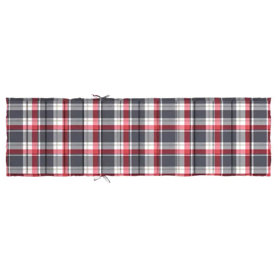 Coussin de chaise longue à carreaux rouge 200x70x3 cm - 5