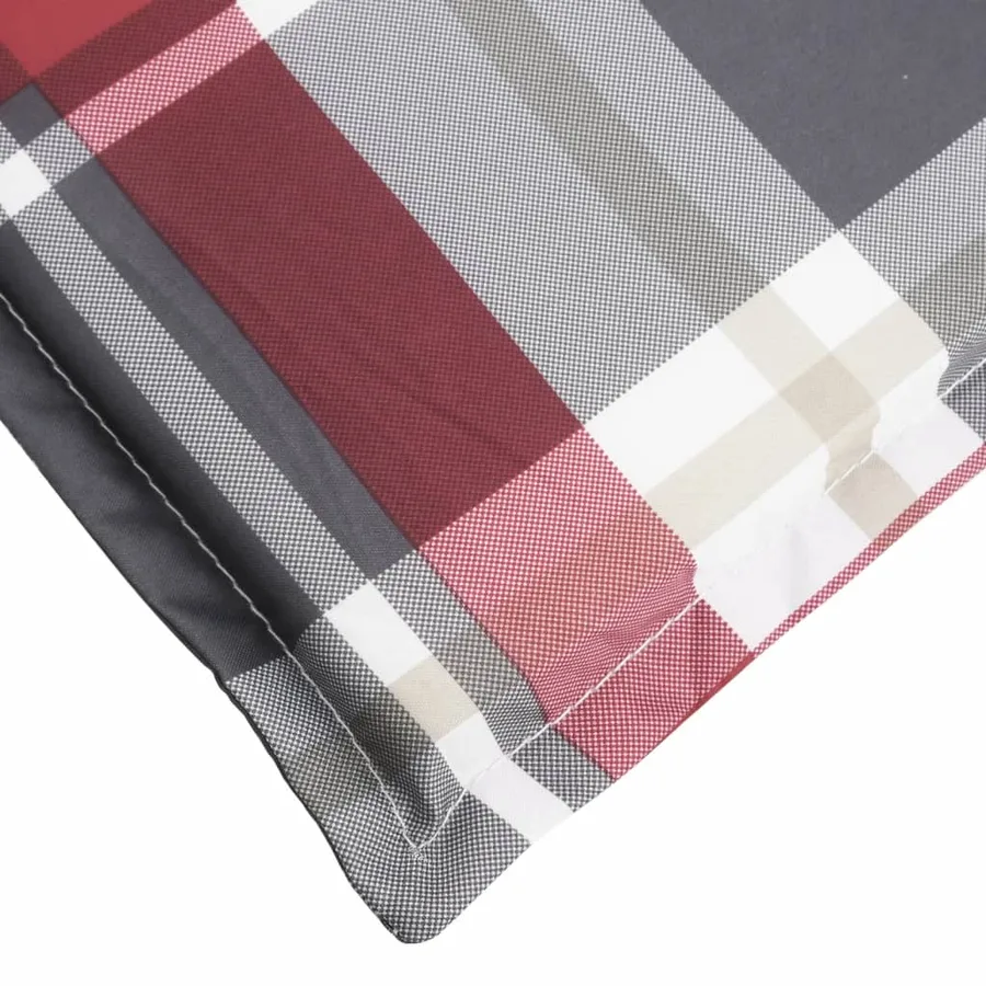 Coussin de chaise longue à carreaux rouge 200x70x3 cm - 6