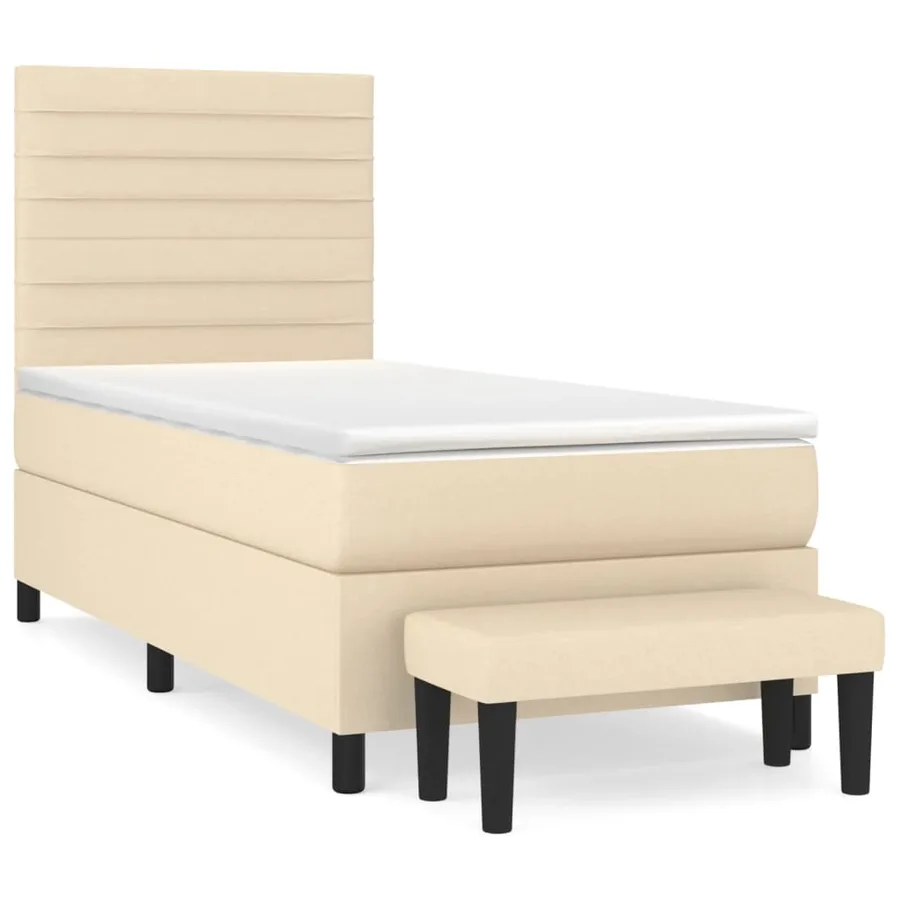 Sommier à lattes de lit avec matelas Crème 100x200 cm Tissu - 2