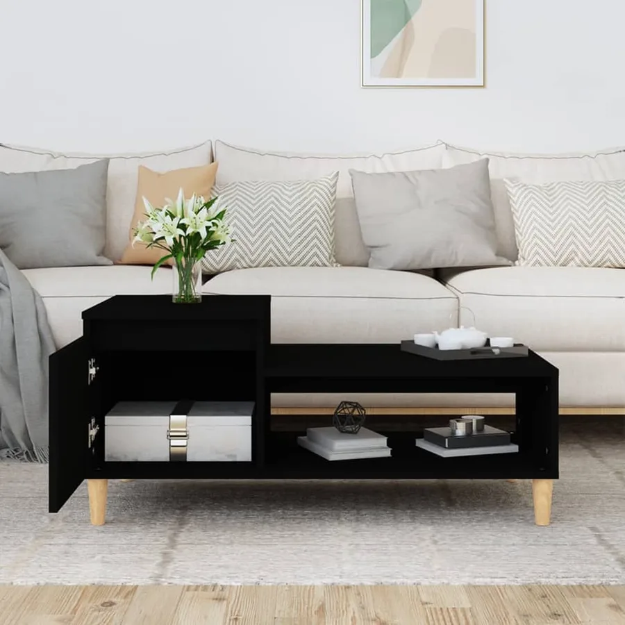 Table basse Noir 100x50x45 cm Bois d'ingénierie - 3