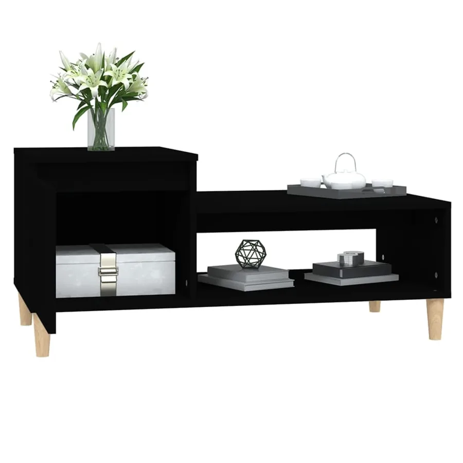 Table basse Noir 100x50x45 cm Bois d'ingénierie - 4