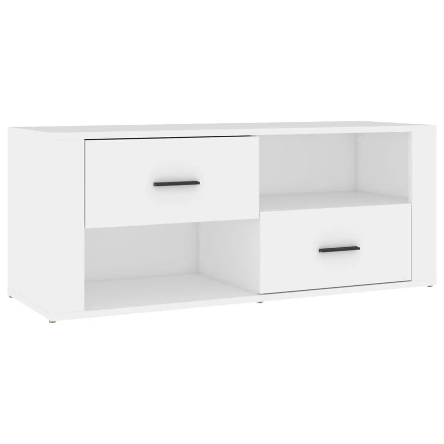 Meuble TV Blanc 100x35x40 cm Bois d'ingénierie - 2