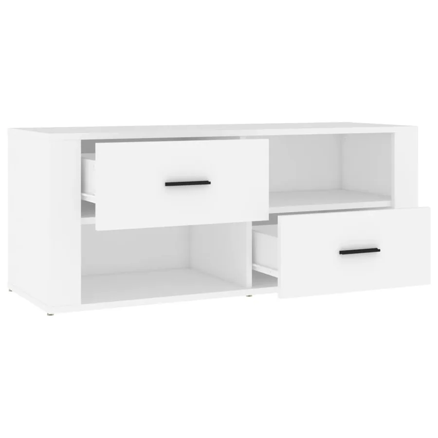 Meuble TV Blanc 100x35x40 cm Bois d'ingénierie - 7
