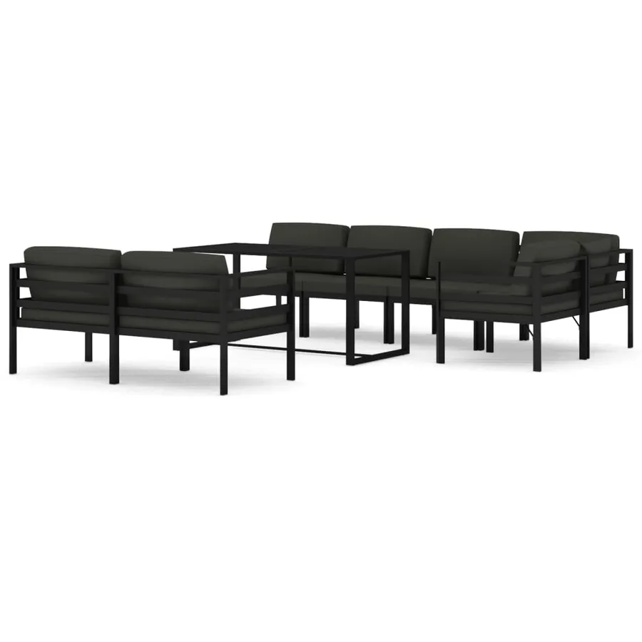 Salon de jardin 8 pcs avec coussins Aluminium Anthracite - 2