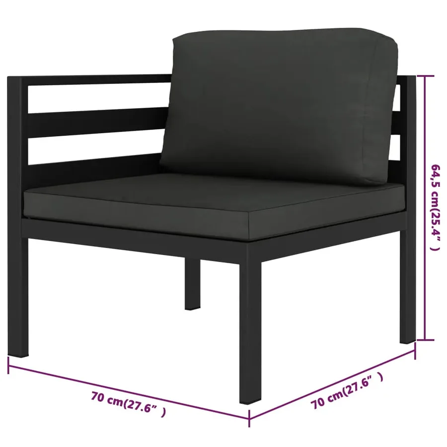 Salon de jardin 8 pcs avec coussins Aluminium Anthracite - 7