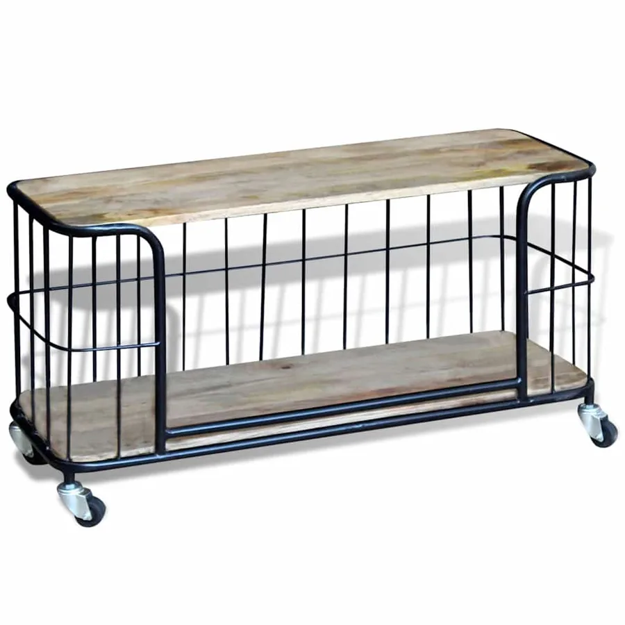 Meuble TV 100x40x45 cm Bois de manguier massif - 4