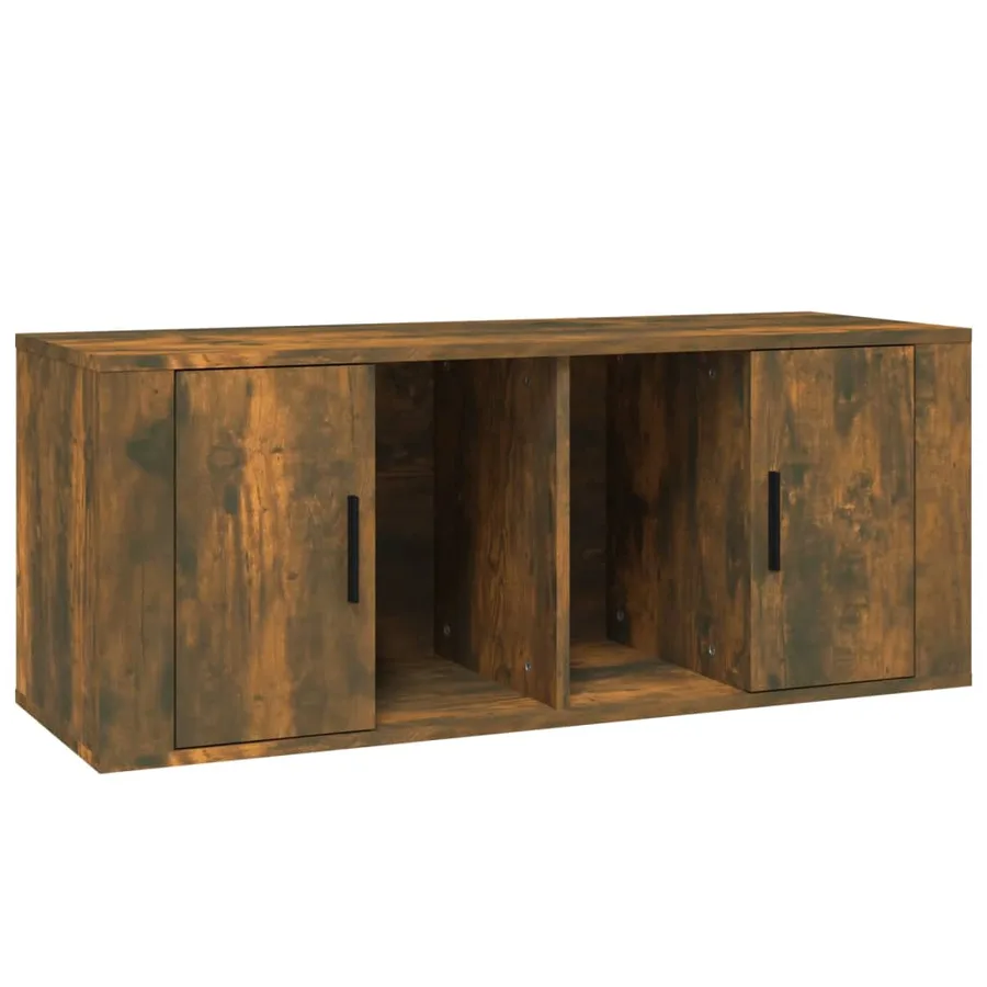 Meuble TV Chêne fumé 100x35x40 cm Bois d'ingénierie - 2