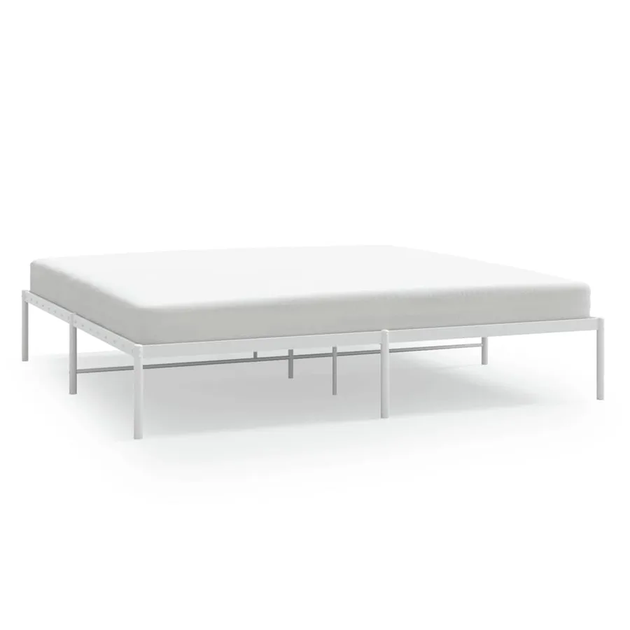 Cadre de lit métal sans matelas blanc 183x213 cm - 2