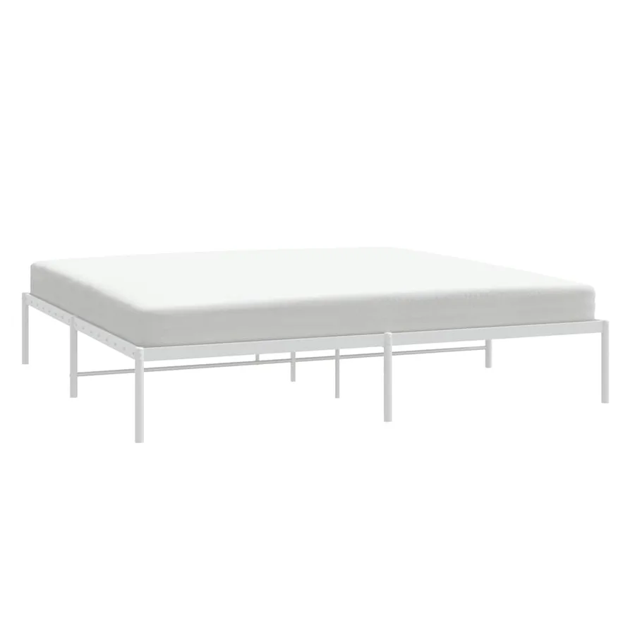 Cadre de lit métal sans matelas blanc 183x213 cm - 5