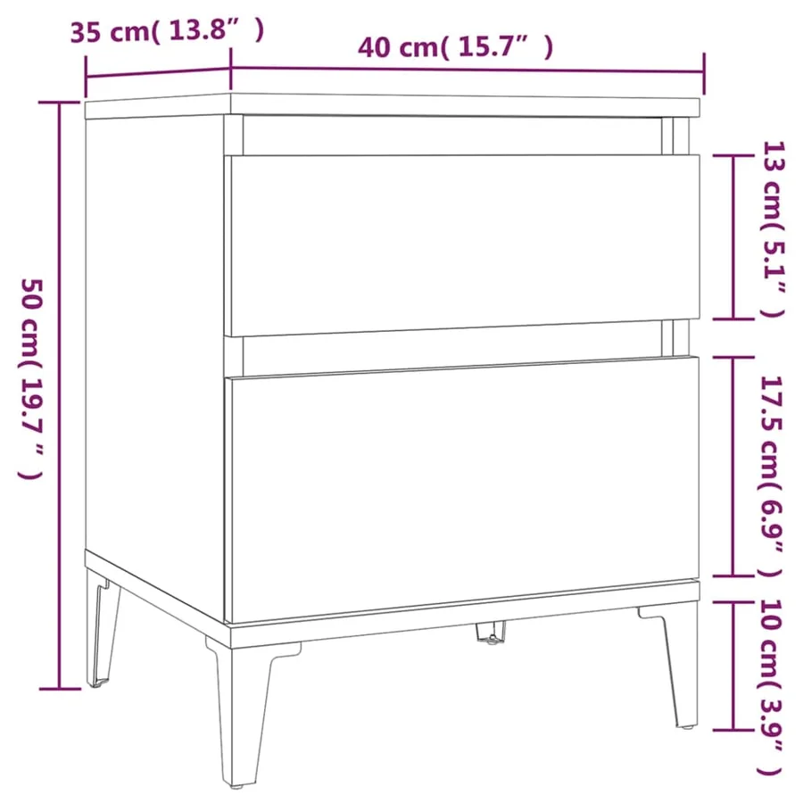 Tables de chevet 2 pcs Sonoma gris 40x35x50 cm - 11