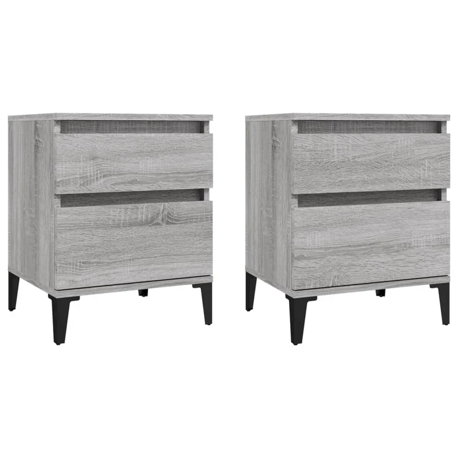 Tables de chevet 2 pcs Sonoma gris 40x35x50 cm - 2