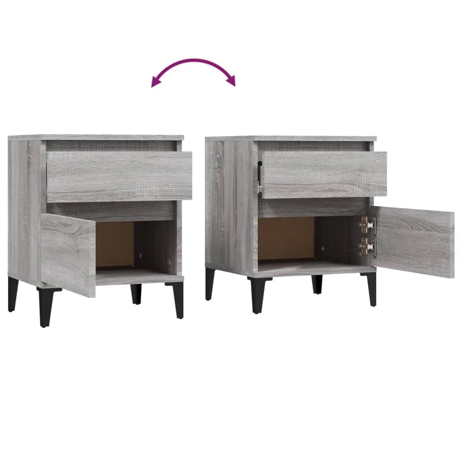 Tables de chevet 2 pcs Sonoma gris 40x35x50 cm - 9