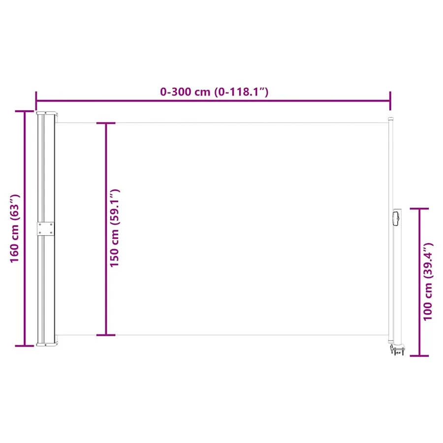 Auvent latéral rétractable de patio 160x300 cm Rouge - 12