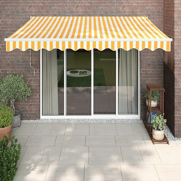 Auvent rétractable automatique jaune et blanc 3x2,5 m