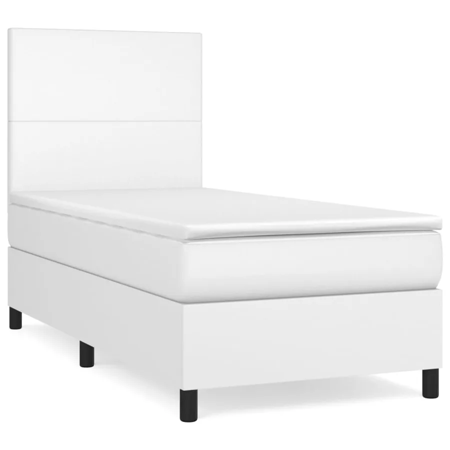 Sommier à lattes de lit avec matelas Blanc 90x190 cm Similicuir - 2