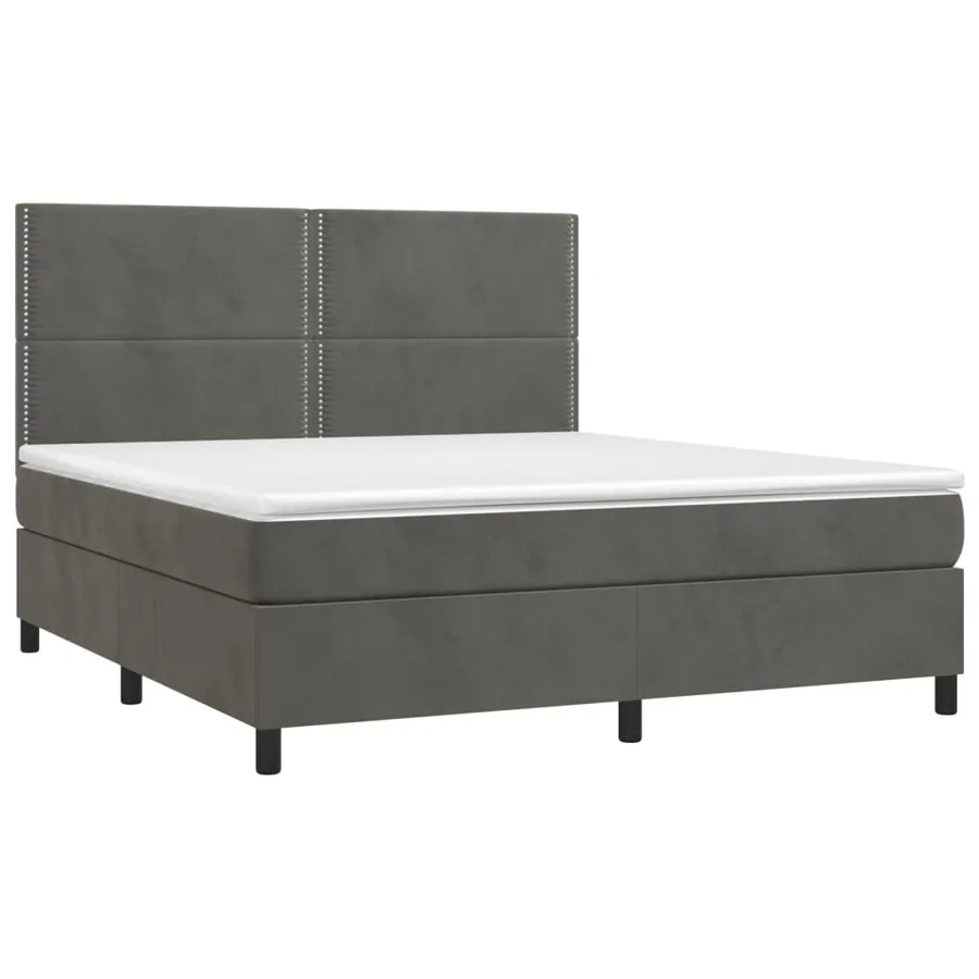 Sommier à lattes de lit et matelas Gris foncé 180x200cm Velours - 3