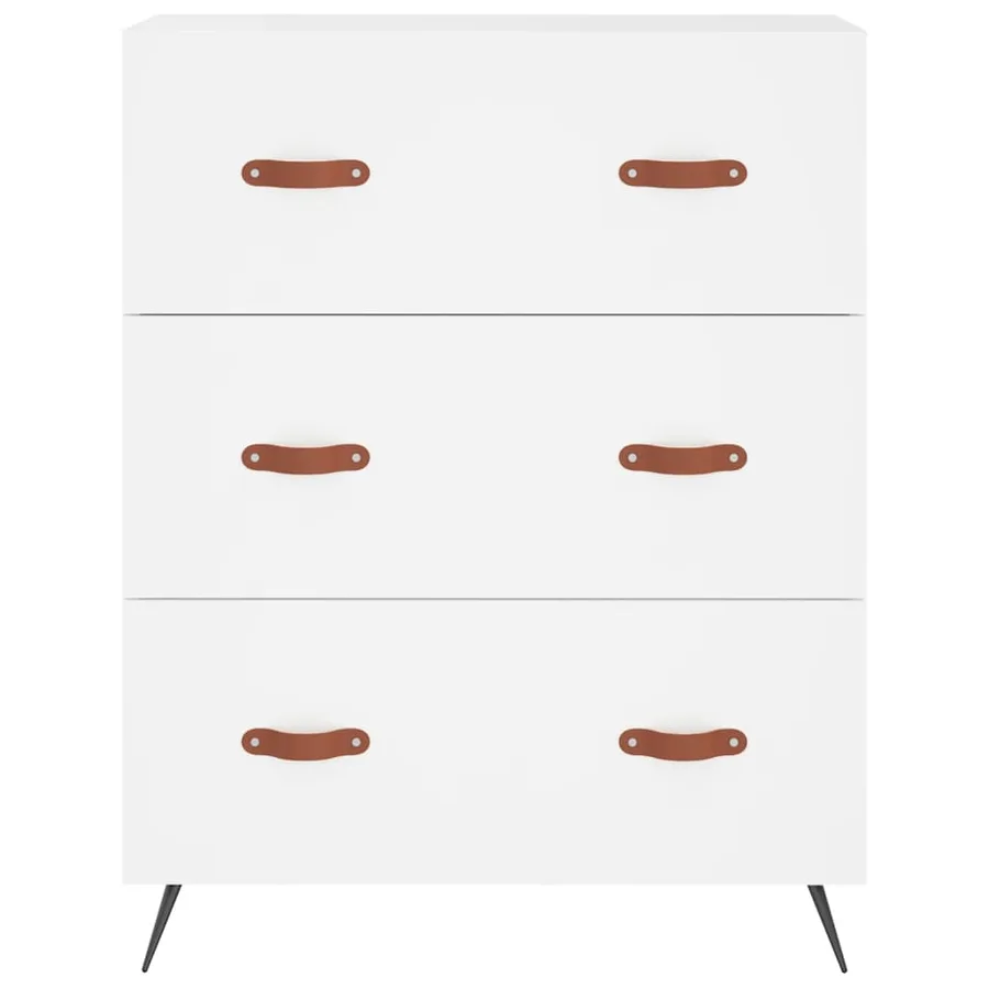 Commode blanc 69,5 x 34 x 90 cm bois d'ingénierie - 5