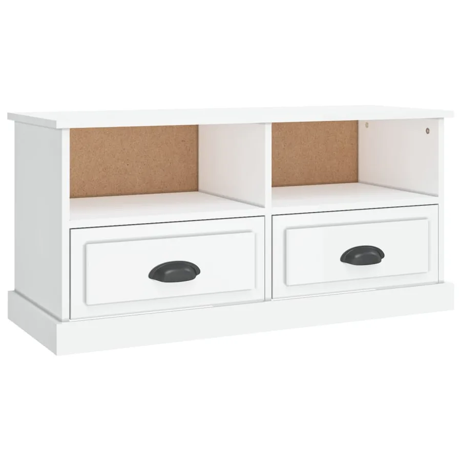 Meuble TV blanc brillant 93x35,5x45 cm bois d'ingénierie - 2