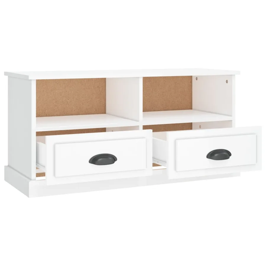 Meuble TV blanc brillant 93x35,5x45 cm bois d'ingénierie - 8