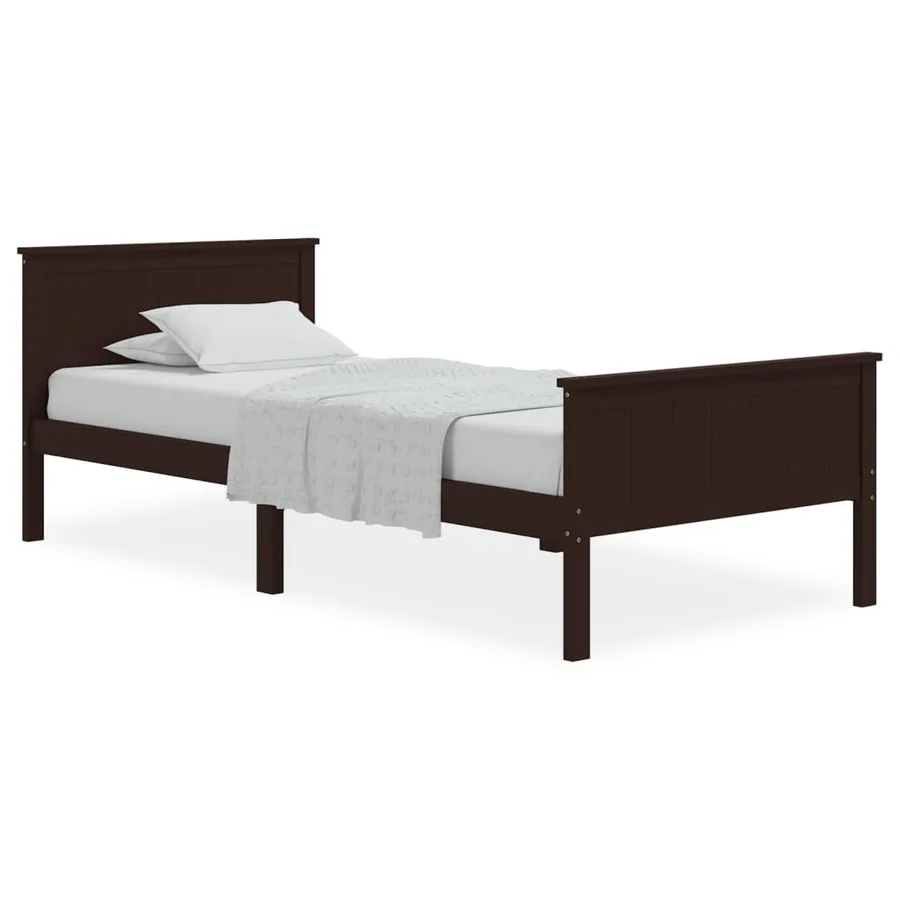 Cadre de lit sans matelas marron foncé pin massif 100x200 cm - 2