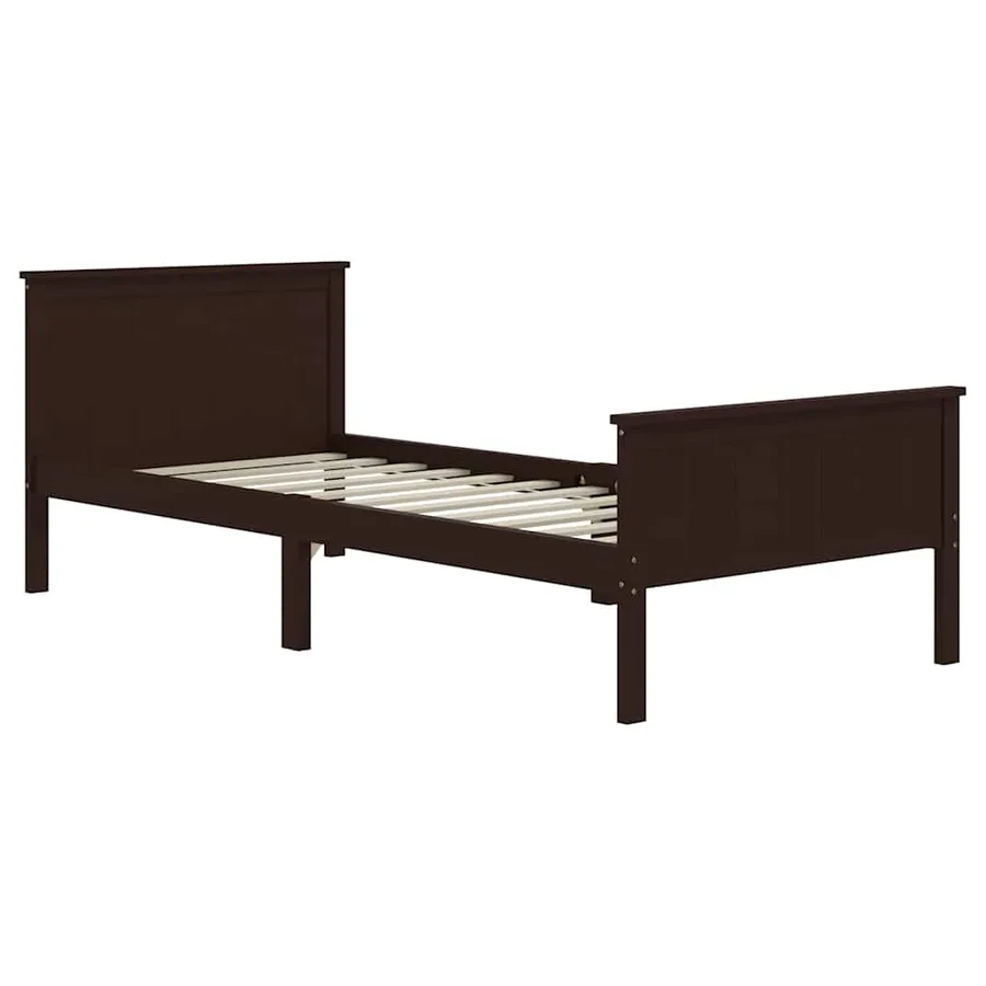 Cadre de lit sans matelas marron foncé pin massif 100x200 cm - 3